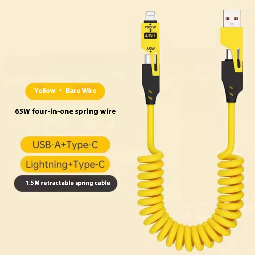 4 in 1 6A Fast Charging Cable | USB & Type-C | For iPhone 12,13,14,15,16,17