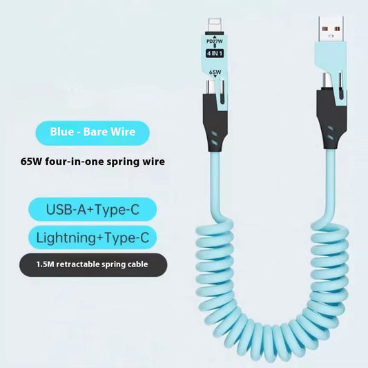4 in 1 6A Fast Charging Cable | USB & Type-C | For iPhone 12,13,14,15,16,17